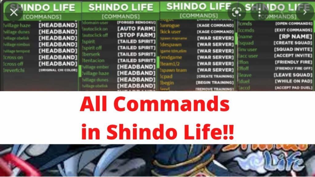 Comandos shindo life Roblox