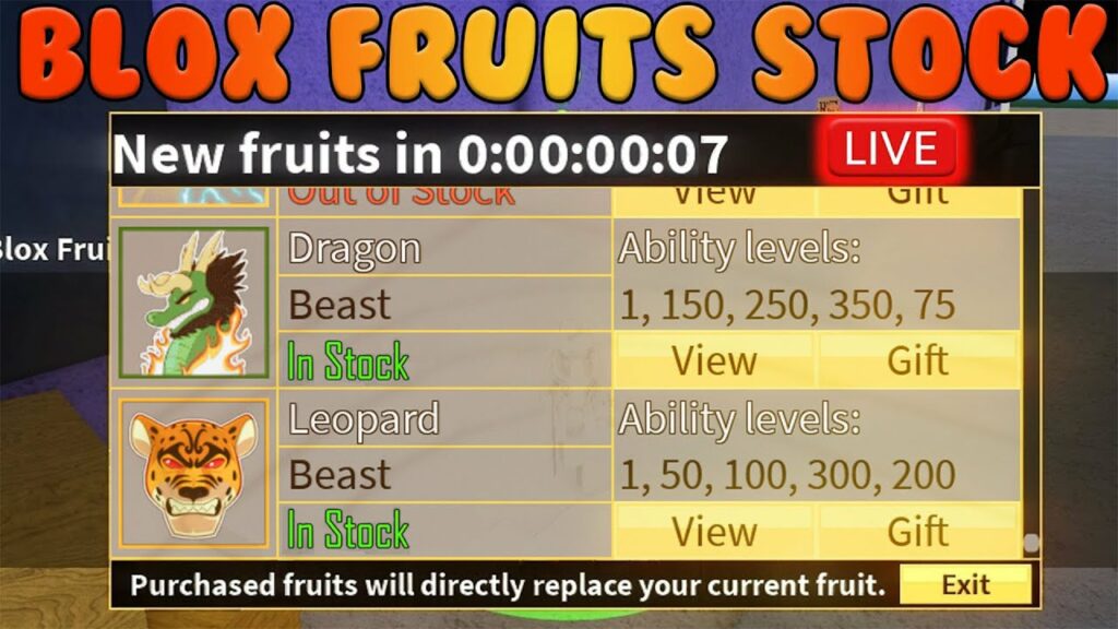 Qué hay en stock Blox Fruits